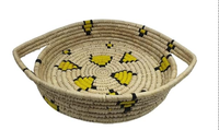 Panier en osier naturel beige et bleu en herbe de Sabai tressé à la main, écologique, pour la maison, les restaurants et les cafés - Vente en gros Ecowoodies