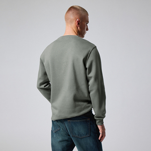 Vente en gros de pulls vintage 100% coton personnalisés pour hommes, pulls, polaire unie, col rond, épaules tombantes, style hiver - Product Image 2