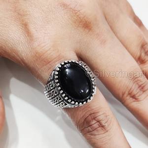 Bague pour homme en argent sterling 925 avec pierre précieuse onyx noir naturel, pierre de naissance de décembre, toutes tailles, bijoux arabes fins, vente en gros - Product Image 5