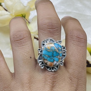 แหวนผู้หญิงสีเงินสเตอร์ลิงสีทองแดงสีเขียวขุ่นหอยนางรมทำด้วยมือ925สำหรับงานแต่งงานครบรอบปาร์ตี้วงแหวนรูปไข่ที่สง่างาม - Product Image 6