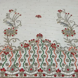 ผ้าลูกไม้ประดับลูกปัดออแกนซ่างานปักที่ทำด้วยมือสุดหรูเสื้อผ้าลูกไม้ประดับลูกปัดแบบใหม่ - Product Image 4