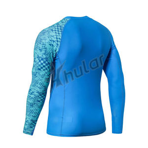 Chemise de compression de fitness pour homme Polyester Spandex O Neck Full Sleeve Rash Guard Taille personnalisée Respirant Anti-UV Techniques de lavage - Product Image 2