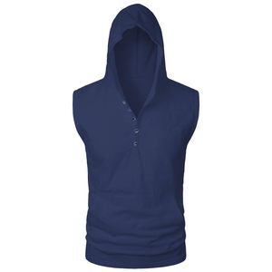 Nueva moda Casual tela de algodón sin mangas gimnasio secado rápido ligero Fitness deportes sudaderas con capucha para la venta personalizado hombres gimnasio sudaderas con capucha - Product Image 1