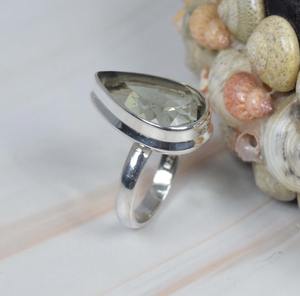 Améthyste verte Bague en argent sterling 925 avec pierres précieuses Bijoux faits à la main Mois de février Pierre de naissance Forme ovale Cadeau pour Noël - Product Image 3