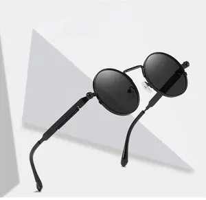 스팀 펑크 금속 선글라스 패션 라운드 안경 남성 여성 레트로 디자인 UV400 패션 프레임 편광 금속 선글라스