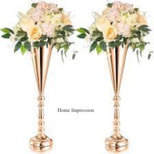 Jarrones Trumoet de diseñador de arte creativo moderno, espejo brillante pulido, aspecto atractivo, centros de mesa de boda, decoraciones de mesa - Product Image 3