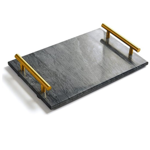 Plateau de service en marbre blanc Nouvelle dernière table Plateau de forme rectangulaire Plateau de service de qualité supérieure Nouveau look Design moderne Plateau en marbre durable - Product Image 1