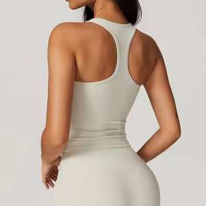 Camisetas sin mangas de compresión de secado rápido para mujer, camiseta sin mangas deportiva, chaleco de gimnasio ajustado de Color sólido para mujer, camisola al por mayor - Product Image 4