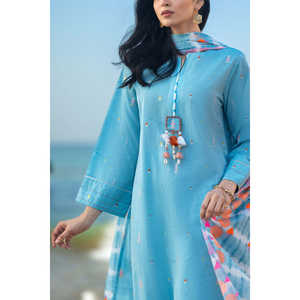 Conjunto de Traje Jacquard Teñido en Hilo de 3 Piezas para Mujer con Dupatta Estampada y Bordada MJ-52018 - Product Image 6