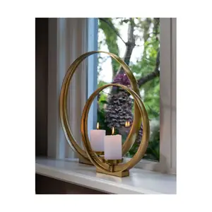金属戒指T灯烛台金色圣诞家居和婚礼装饰桌面烛台出售