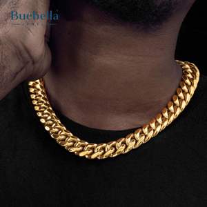 Oferta: Cadena Cubana de Plata 925 Chapada en Oro de 18K con Moissanita de 18MM, Joyería Fina para Hombre, Estilo Hip Hop, BUEBELLA JEWELS - Product Image 3