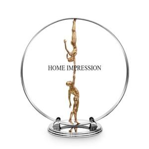 Silver Tone Heavy-Duty Metal Frame Sculpture Shiny Polished Gold-Plated Human <b>Figures</b> Modern Design Impressive Price Handmade - Product Image 2