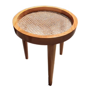 โต๊ะไม้หวายทรงกลมโต๊ะข้างกาแฟเฟอร์นิเจอร์บ้านและคาเฟ่แบบลำลอง - Product Image 1