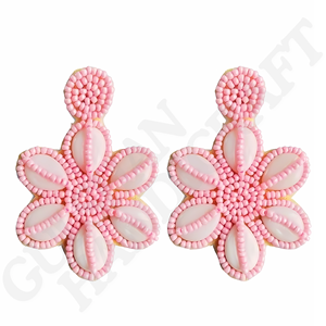 Pendientes temáticos náuticos de forma única de tela de algodón multicolor de alta calidad hechos a mano azul blanco bordado costura - Product Image 3