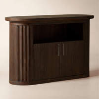 Armoire de bar en bois massif cannelé foncé avec rangement pour salle à manger à la maison pour bar de chambre