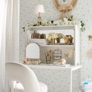 Mini lámpara de mesa con ojales florales vintage Base de lazo dorado romántico | Decoración de dormitorio y tocador - Product Image 4