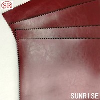 Penjualan Panas Tersedia Kain Kulit Sintetis PU Berlapis Bordir Merah Tua untuk Pelapis Kursi Mobil, Tas, Sofa.
