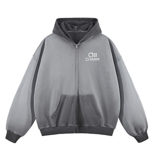 Sweat à capuche personnalisé de haute qualité en coton pour hommes délavé au soleil vêtements de rue doublé à l'acide surdimensionné brodé solide hiver - Product Image 5