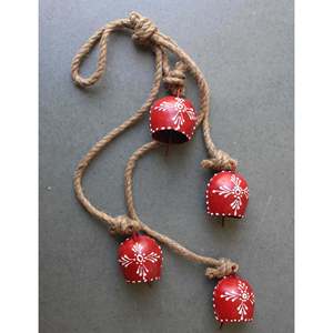 Hand Painted Indian 4 Metal <b>Bell</b> Hanging <b>Chime</b> Decorative Patio Garden Ornament with Rope Outdoor Hanging Decoration - Product Image 1