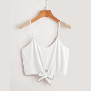 Top corto de entrenamiento para mujer, ropa deportiva de alta calidad, informal, sin mangas, barata, venta al por mayor - Product Image 2