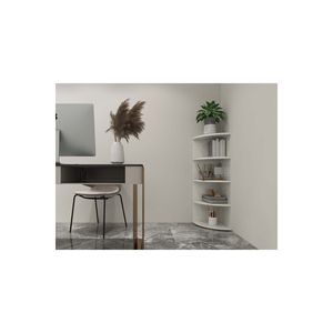 Étagère d'angle décorative moderne en Suntalam blanc pour meubles de maison dans le salon, la chambre, la salle de bain ou le bureau à domicile - Product Image 5