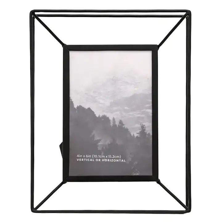 Creative Design Gold Metal and Leather Photo Frame Rectangle Shape Laser Cut Picture Frame for Home & Wedding Decorations