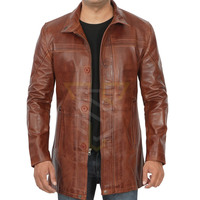 Service OEM Manteau en cuir pour hommes de qualité supérieure Long avec fourrure et boutons Décorations Manteau du Pakistan