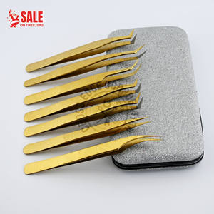 Pinza para extensión de pestañas con punta de fibra, la más vendida, de 90 grados, delgada, recta, de acero japonés, herramienta para aislamiento de pestañas - Product Image 1