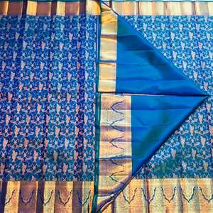 FashionHarbour Saree violet en soie Jacquard lourd de haute qualité avec bordure de tissage Jacquard doré pour la fête Style Bollywood - Product Image 4