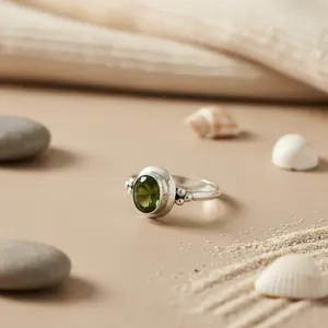 Anillo Romántico para Mujer, Plata 925 con Piedra Preciosa de Peridoto, Oro Rosa de 18K, Diamante de Corte Pera 100% Platino para Promesas - Product Image 2