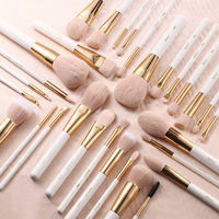 Ensemble de 15 pinceaux de maquillage professionnels OEM en or blanc, durables, avec logo personnalisé, kit d'outils avec seau