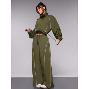 Conjuntos de Top Corto y Chaqueta Cortavientos con Logotipo Personalizado para Mujer, Conjunto Casual de Dos Piezas para Verano con Capucha y Tops Largos - Product Image 6