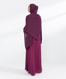 Abaya de couleur unie à manches longues, décontractée de grande taille, vêtements islamiques hijab à manches longues, abaya imprimée OEM pour femmes - Product Image 3