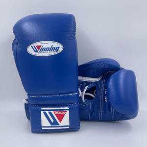 Guantes de Boxeo de Piel de Vacuno Genuina de Alta Calidad, Azules, Transpirables, que Absorben la Humedad, para Entrenamiento de Kickboxing, Artes Marciales, Personalizables OEM - Product Image 1