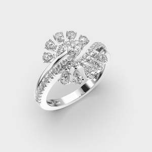 Ensemble de canaux de style vintage bague Art déco 2.0 CTW ronde et taille marquise bague de fiançailles en diamant cultivé en laboratoire or massif 14 carats - Product Image 3