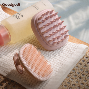 Brosse <span class=keywords><strong>de</strong></span> massage du cuir chevelu en silicone double face 2-en-1 avec poils longs et courts pour le lavage des cheveux et les soins des cheveux mouillés - Product Image 1