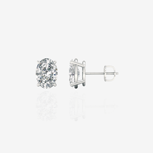 Oval Cut Moissanite Diamond <b>Stud</b> Sterling <b>Silver</b> <b>Stud</b> <b>Earrings</b> - Product Image 4