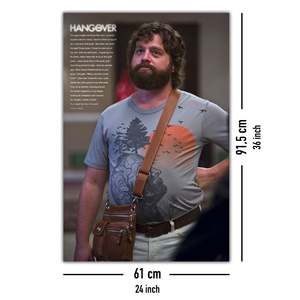 100% Cotton Jersey Hangover <b>Poster</b> One Man Wolf Pack Design with Pattern - Product Image 5