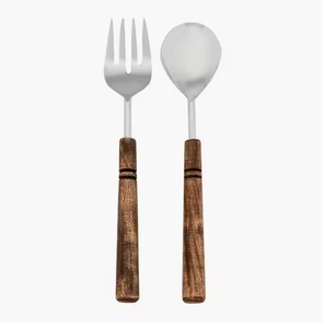 ชุดช้อนเหล็กและที่เสิร์ฟสลัดทำจากไม้และอะคริลิคทำจากโลหะ - Product Image 2