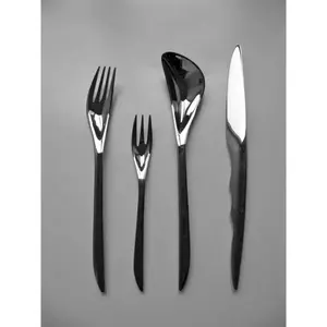 Stainless Steel <b>Cutlery</b> <b>Set</b> With Natural Wooden <b>Bamboo</b> Style Handles Elegant Flatware For Dining Weddings And Restaurants - Product Image 6
