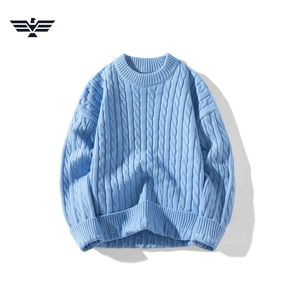 Suéter de Invierno para Hombre, Cuello Redondo, Tejido de Cable, 100% Algodón, Premium, Cálido, Antiarrugas, Antiencogimiento, Antipilling - Product Image 2