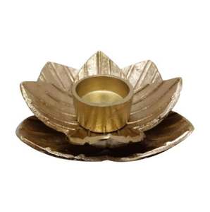 Best Quality Home Decoration Iron Wood T-Light Holder BrassColour Iron Wire and Wooden Base Candle Stand Candle Holder Available - Product Image 3