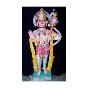 La plus belle sculpture Hanuman Ji en marbre blanc pur de dieu indien fait à la main avec position debout pour la maison et le temple - Product Image 1