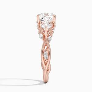 Anillo de Diamantes Cultivados en Laboratorio, Corte Cojín, Tres Piedras, Diamante Redondo Marquise, Oro de 14K y 18K, Colección Secret Garden, Anillo de Compromiso - Product Image 6