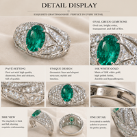 18K/14K Vergoldeter Ovaler Grüner Edelstein Art Deco Pav Diamant Party Statement Ring IGI Zertifiziert Luxus Feiner Schmuck OEM ODM