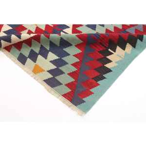 Alfombra Vintage de 5.5x9.2 pies, Alfombra Turca Grande, Alfombra Oriental Roja y Azul - Product Image 5