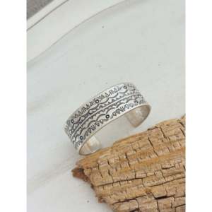 Navajo Handmade Stamped Sterling <b>Silver</b> <b>Cuff</b> <b>Bracelet</b> Cultural Collectible Jewelry - Product Image 3