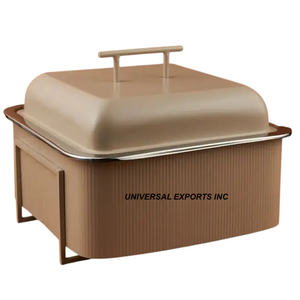 Juego de dos calentadores de alimentos de metal, cazuela de diseñador hecha a mano de calidad superior, forma redonda, olla caliente de metal elegante de mesa - Product Image 2