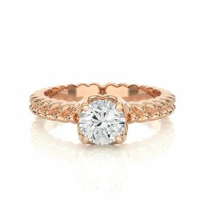 Bague de fiançailles en diamant solitaire à 4 griffes de coupe ronde pour femmes - Product Image 6