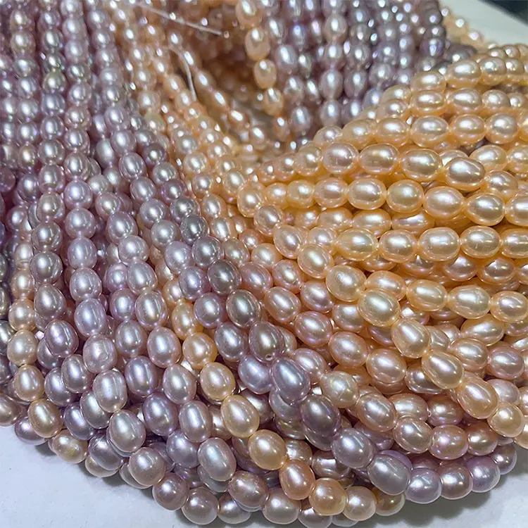 5-6mm Natural Rice Freshwater Pearl Necklace Oval Diy loose Beads For Jewelry Making Bracelet Earrings